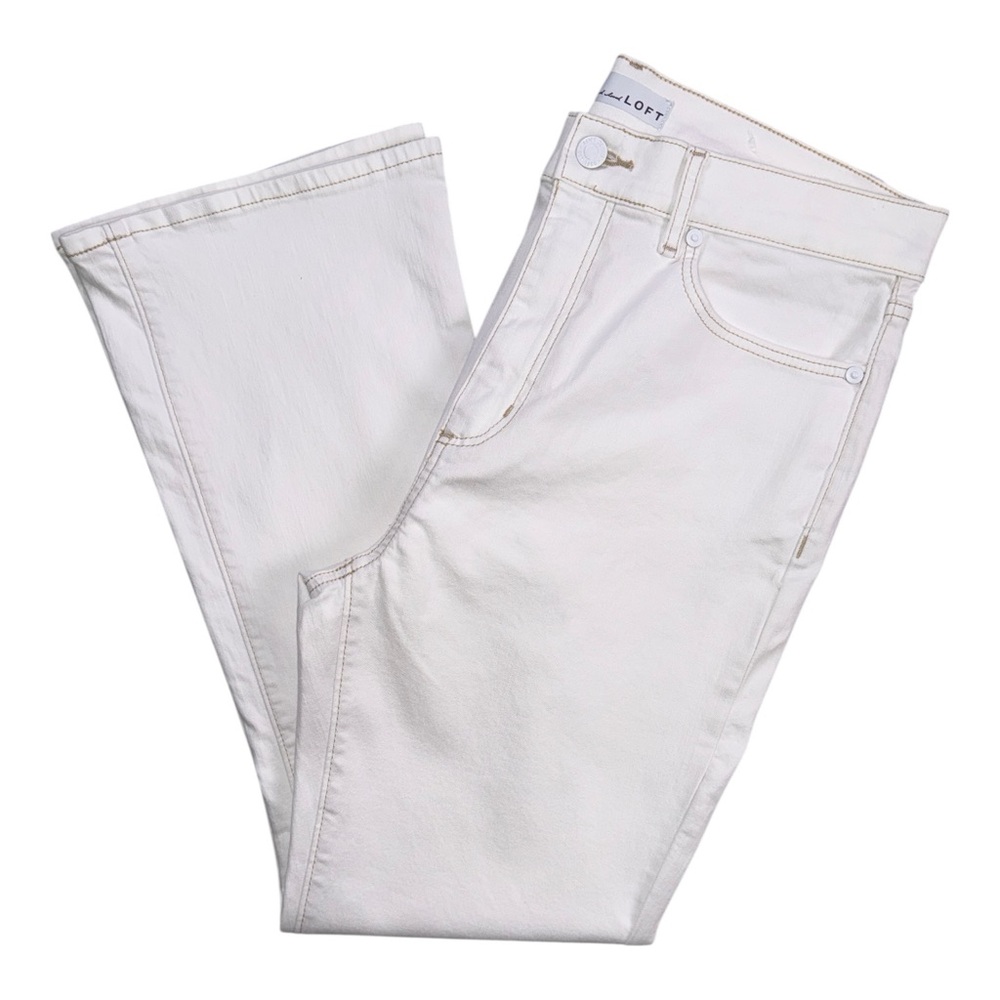 LOFT Curvy High Rise The Kick Crop Jeans White Size 6 NWOT